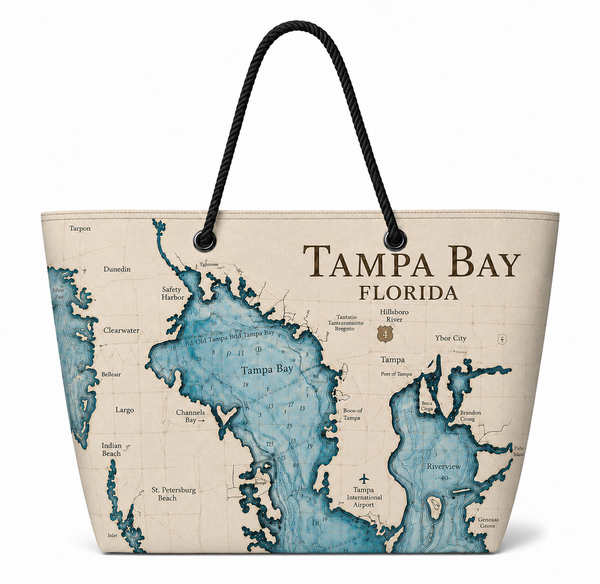 Tampa Bay Chart Recycled Sail Bag | Florida Nautical Art