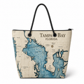Tampa Bay chart medium recycled sail tote with zipper and original nautical artwork