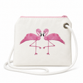 Two Flamingos recycled sail crossbody bag with original Florida flamingo art