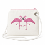 Two Flamingos recycled sail crossbody bag with original Florida flamingo art