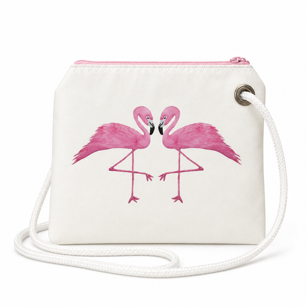 Two Flamingos Recycled Sail Bag | Original Florida Art – Crossbody