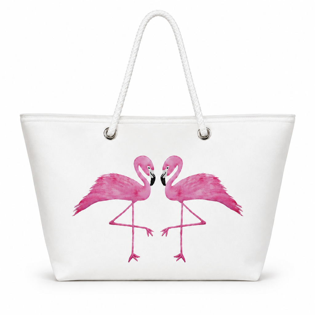 Two Flamingos large recycled sail tote bag handcrafted in Florida