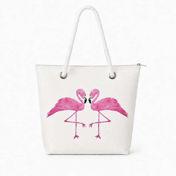 Two Flamingos Recycled Sail Bag | Original Florida Art – Medium