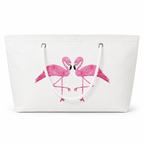 Two Flamingos XXL recycled sail tote bag with original pink flamingo art