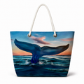 Whale Tail XL recycled sail tote bag with white rope handles