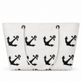 White Anchor XL recycled sail tote handcrafted in Florida with original nautical artwork