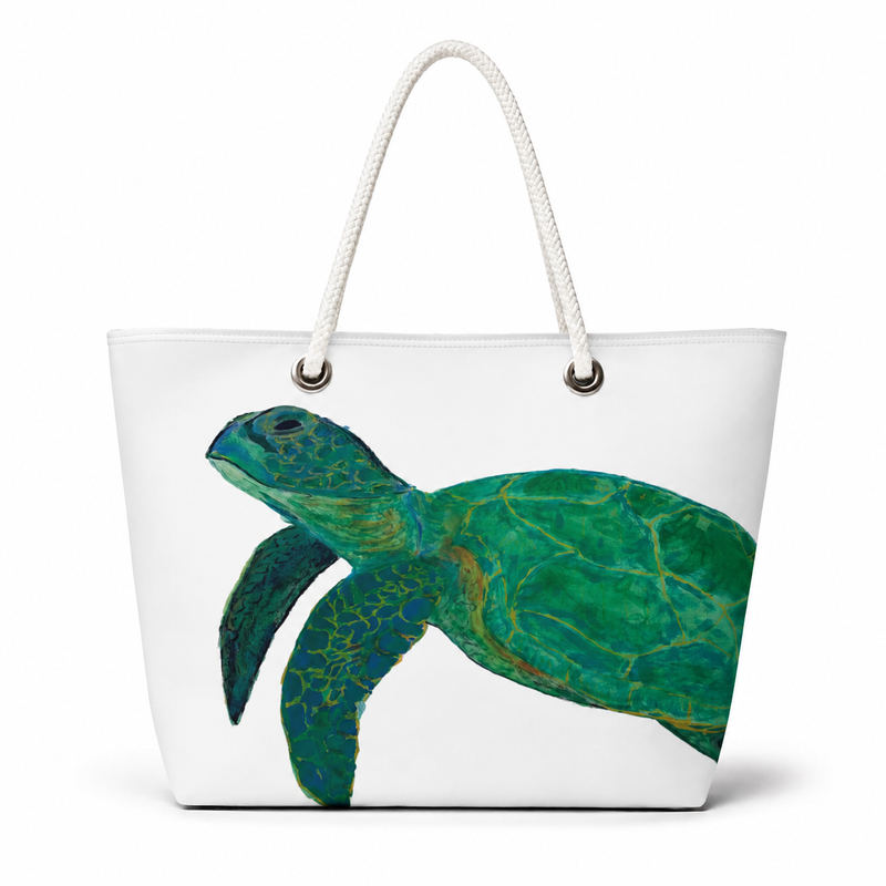 White Sea Turtle Recycled Sail Bag | Original Florida Art