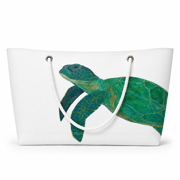 White Sea Turtle Recycled Sail Bag | Original Florida Art – XXL
