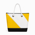 Yellow and white spinnaker recycled sail bag - Medium