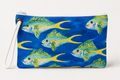 Yellowtail wristlet recycled sail bag with zipper closure